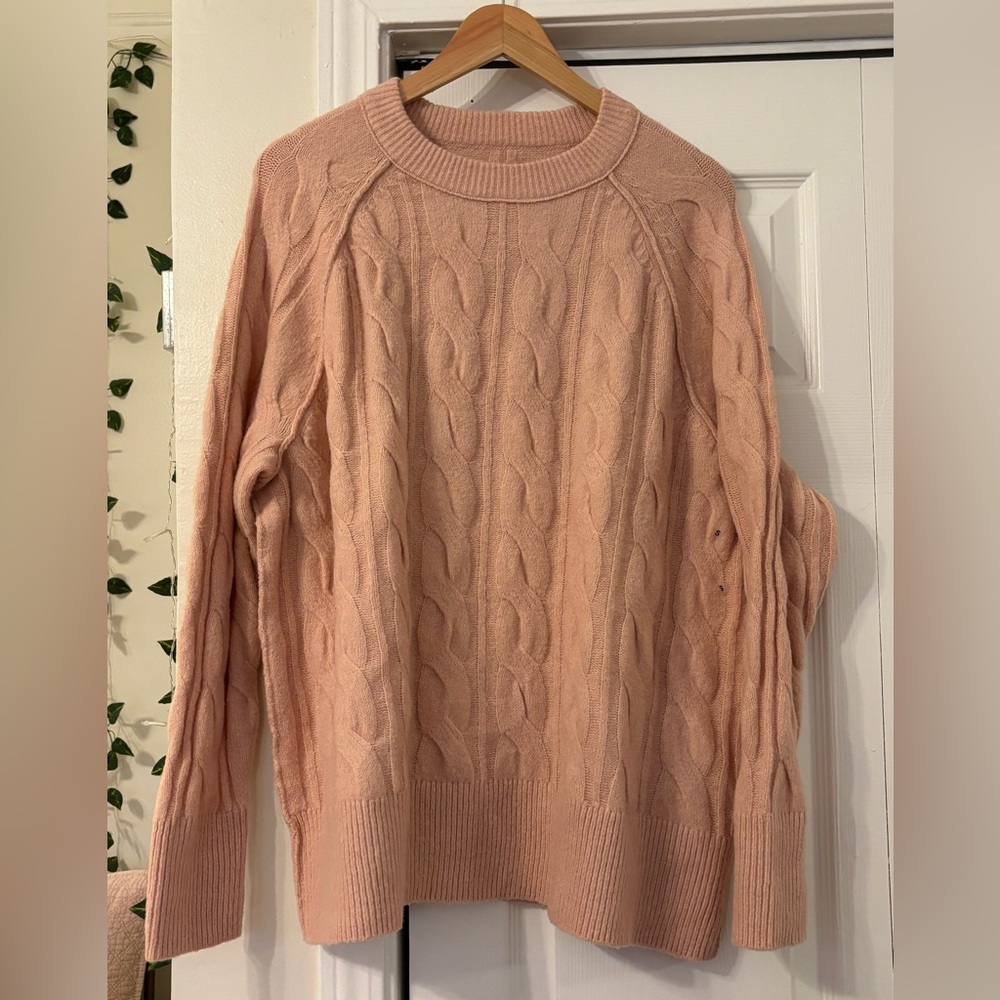Aerie Pink Cable Knit Sweater Medium BNWT